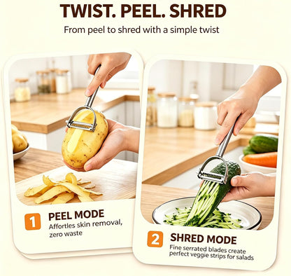 2 in 1 Julienne Vegetable Peeler, Stainless Steel Slicer Tool