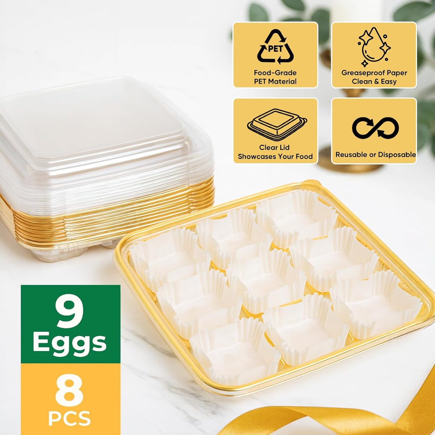 77L 2-Pack Deviled Egg Container with Lid – 34-Egg Platter with Handle, Stackable & Portable Carrier for Parties, Holidays, Camping, and Fridge Storage