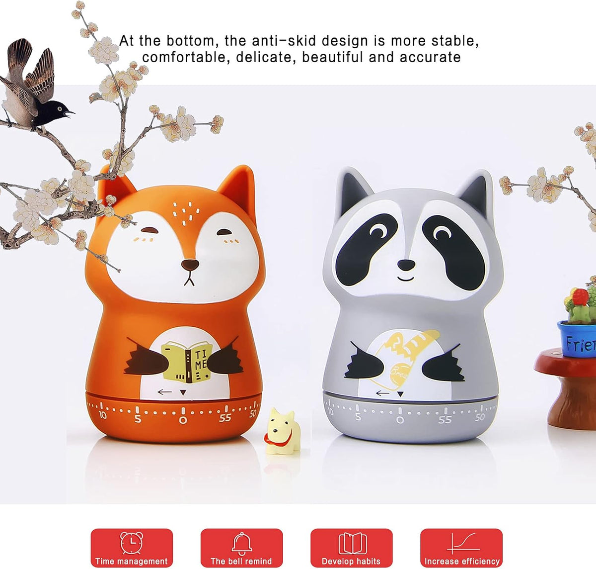 ELE DEPI 2pcs Cute Kitchen Timer for Kids,Mechanical Egg Timer for Cooking.