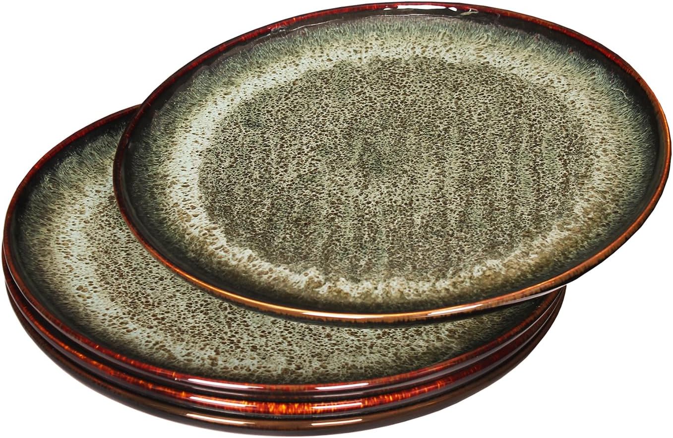 Porcelain Plate Set Large Serving Tray Set of 4, Reusable Serving Platters for Party Food, Cookie, Appetizer, Charcuterie, Snack, Dessert Display,Stackable Kitchen Dish 14.4 INCH