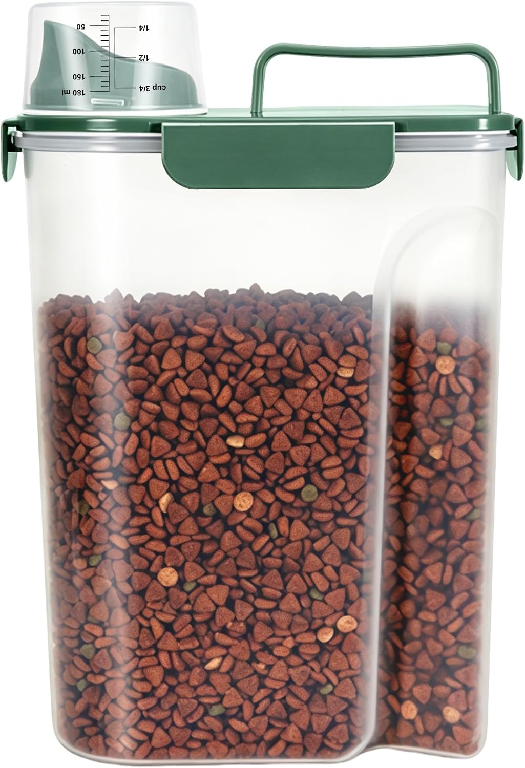 TBMax 10 Lbs Cat Dog Food Storage Container, 2026 Upgraded Large Pouring Container for Pet Food Storage, Bird Seed Dispenser, Portable Travel Kibble Holder -Dark Green