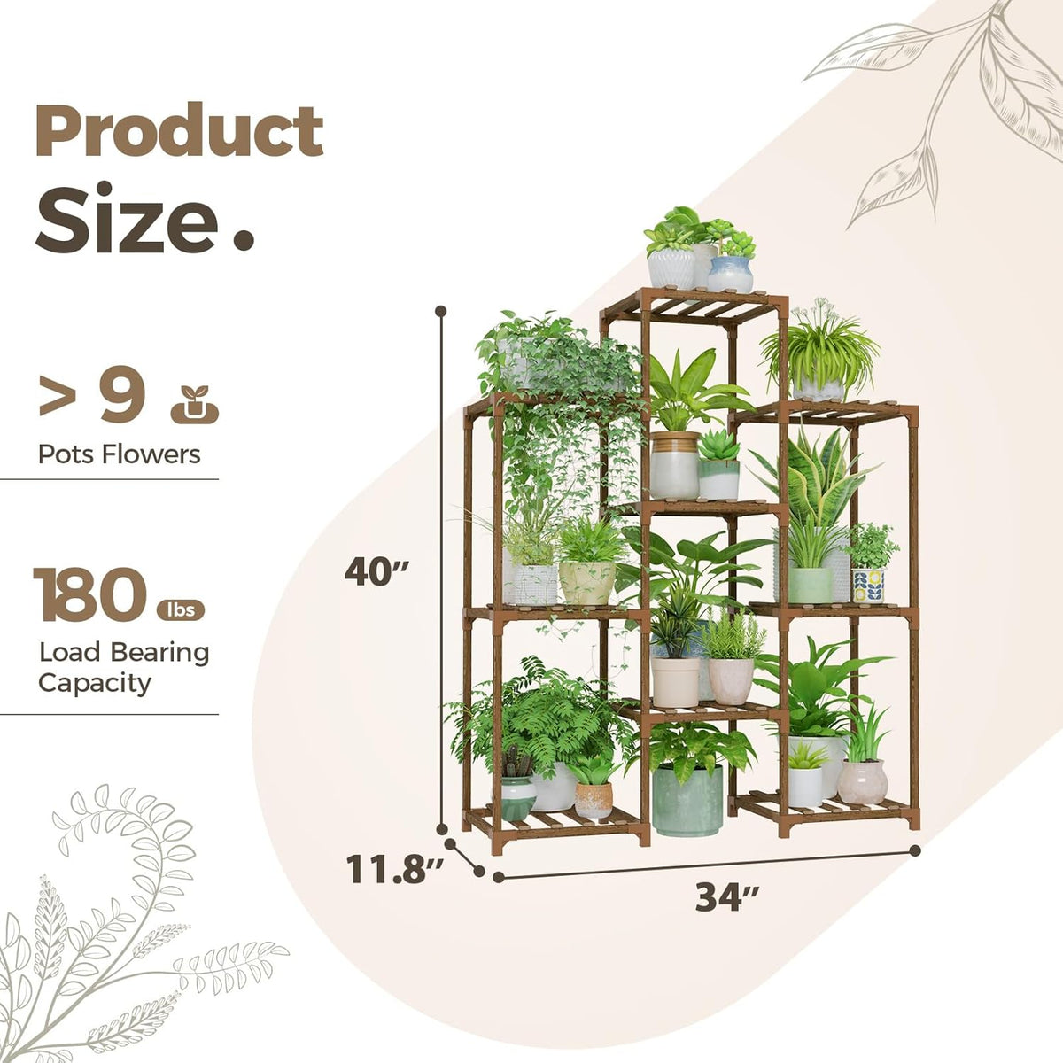 Bamworld Plant Stand Indoor Plant Shelf Outdoor Wood Plant Rack
