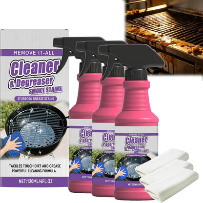 Fast-Acting Heavy-Duty Grill Degreaser Spray, BBQ Grill Cleaner Spray For Outdoor Grills, All Purpose Heavy Oil Cleaning Agent for Barbecue Grills, Smoky Stains, And Stubborn Grease (1pc)