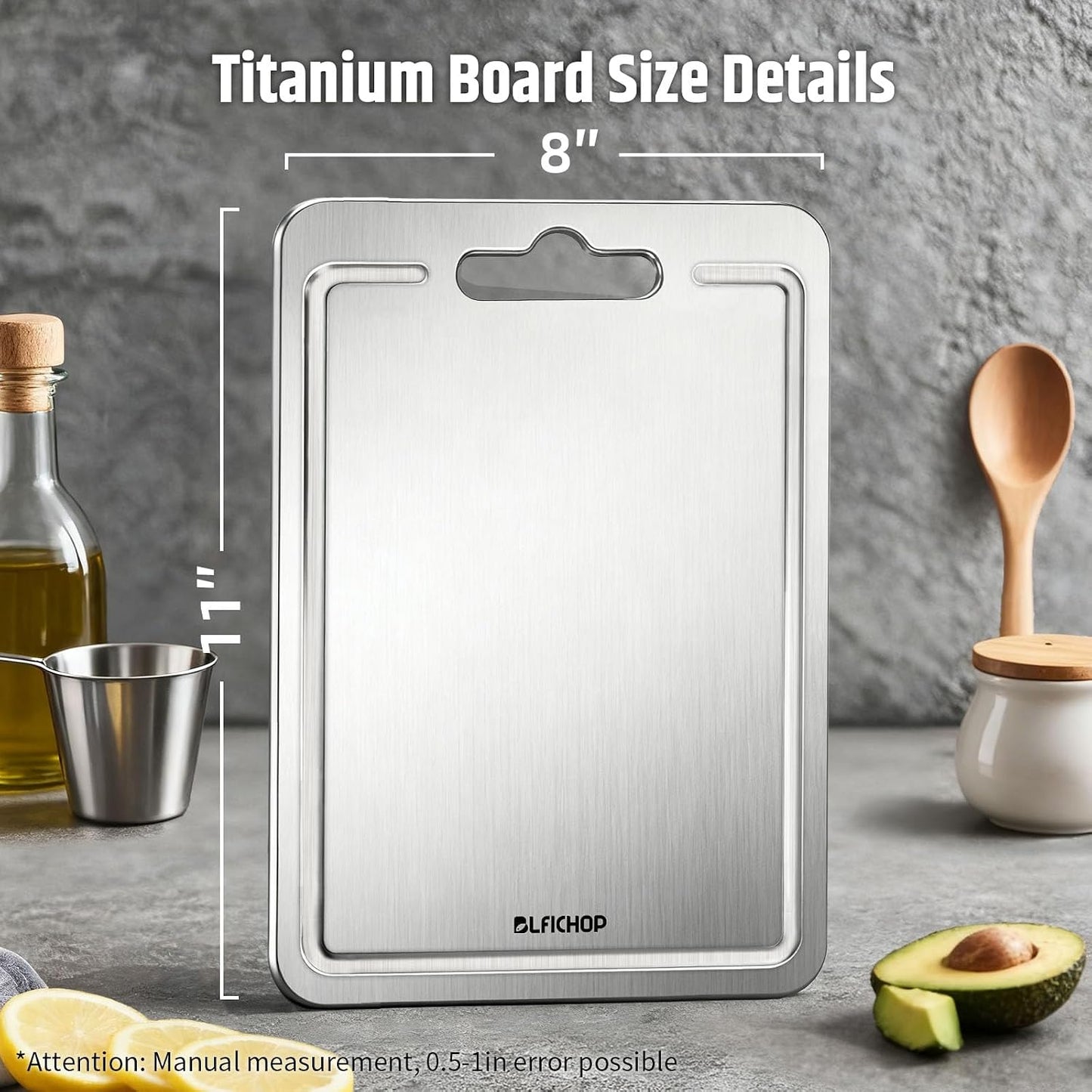 100% Pure Titanium Cutting Boards with Juice Groove, Metal Chopping Boards for kitchen Double-Sided Non-Toxic Cutting Borad Meat, Vegetables and Fruits, Dishwasher Safe, Grey (18 * 12in）