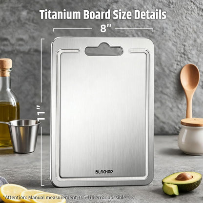 100% Pure Titanium Cutting Boards with Juice Groove, Metal Chopping Boards for kitchen Double-Sided Non-Toxic Cutting Borad Meat, Vegetables and Fruits, Dishwasher Safe, Grey (18 * 12in）