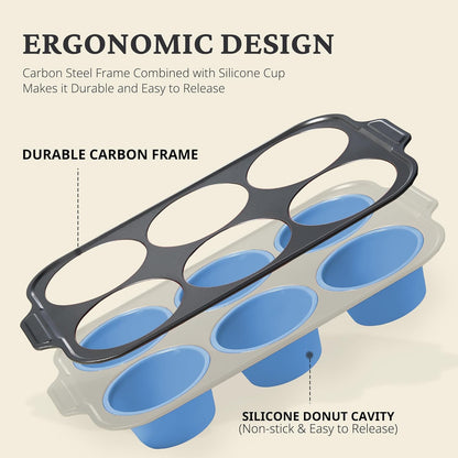 BRONYPRO Silicone Muffin Pans for Baking with Metal Frame, Egg Bite Molds, Cupcake Pans 12 Regular Size, Muffin Tins Easy to Pop Nonstick Non Toxic Bakeware for Oven,Blue