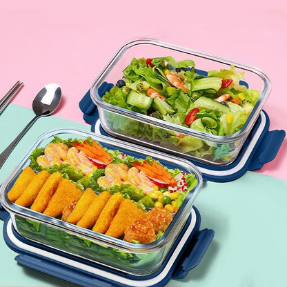 10Pack Rectangle Glass Food Storage Containers with Lids, Meal Prep Containers for Food Storage, BPA Free & Leak Proof (Dark Blue)