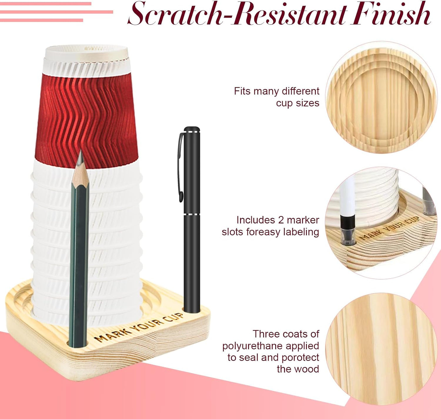 Hosting Essentials for Hosts and Parents, Cup Holders, Party Essentials, Solo Cup Holder with Marker Slot to Mark Drinks and Prevent Mix-Ups for Outdoor Parties, Birthdays and Family Gatherings