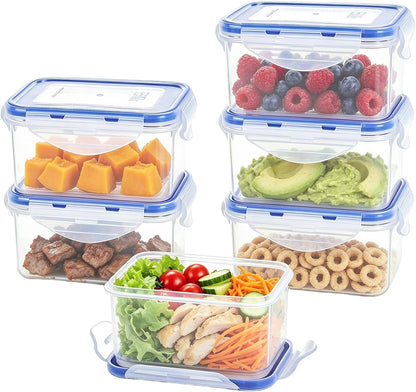 KIGI Airtight Reusable Meal Prep Containers, Leak-Proof & Stackable, 4-Sided Locking Lids, Ideal for Food Storage, Lunch & Leftovers, Microwave, Freezer & Dishwasher Safe, 39 oz, 4.8 Cup, 12 Piece Set