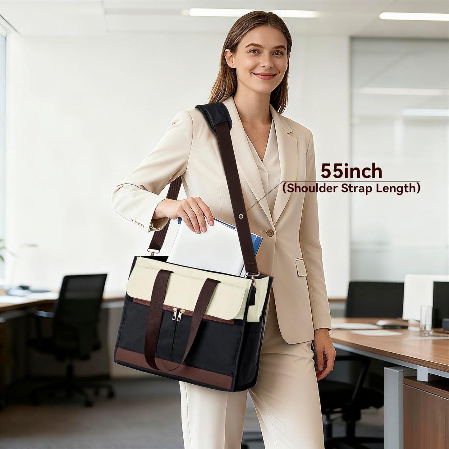 PASMAN Insulated Lunch Bag for Women, 15.6" Laptop Tote with Leakproof Cooler Compartment for Nurse Teacher Work Office and Outdoor