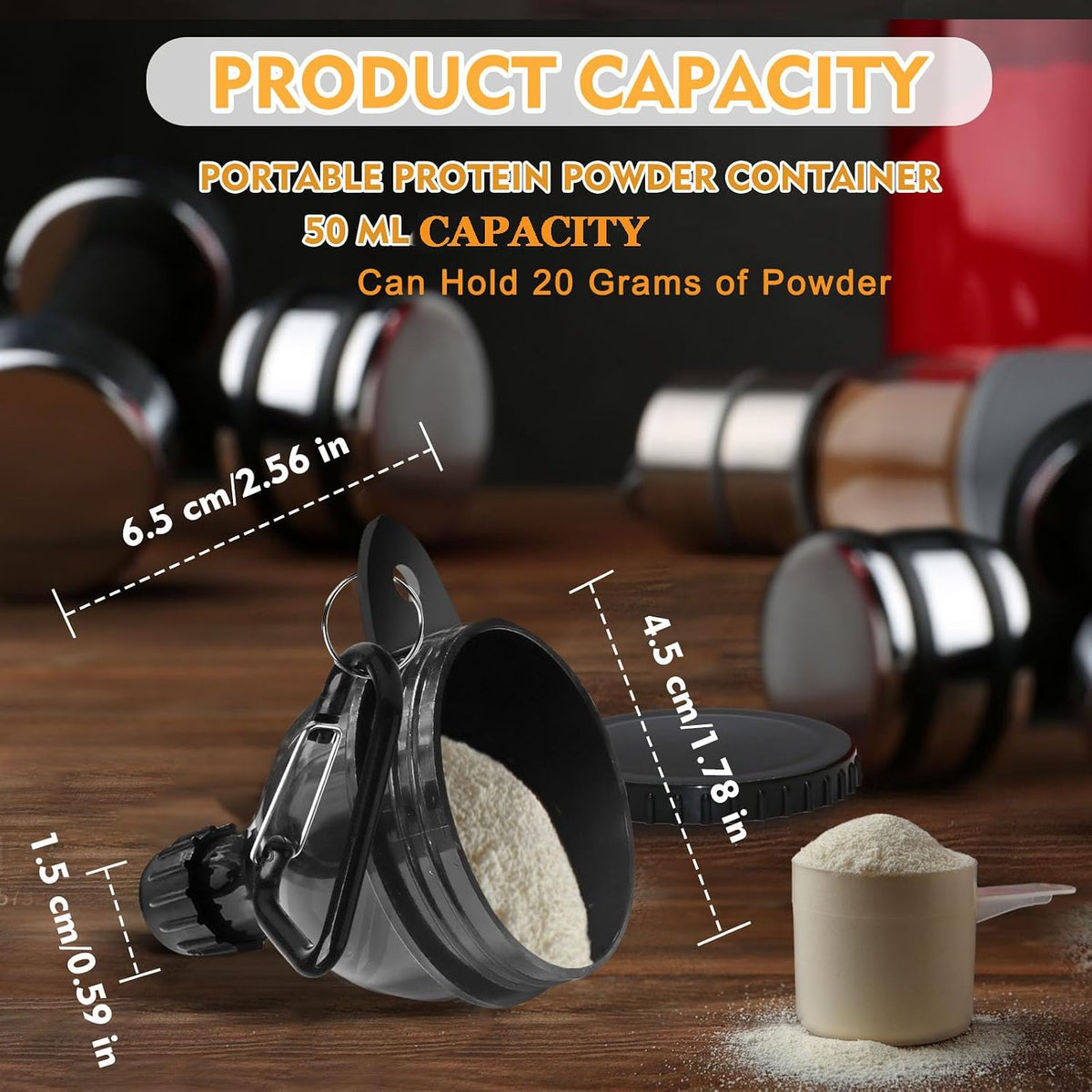 2 Pcs Protein Powder Funnel, 50ml Protein Powder Travel Container