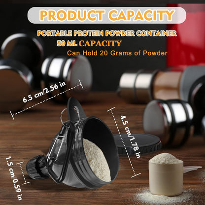 2 Pcs Protein Powder Funnel, 50ml Protein Powder Travel Container