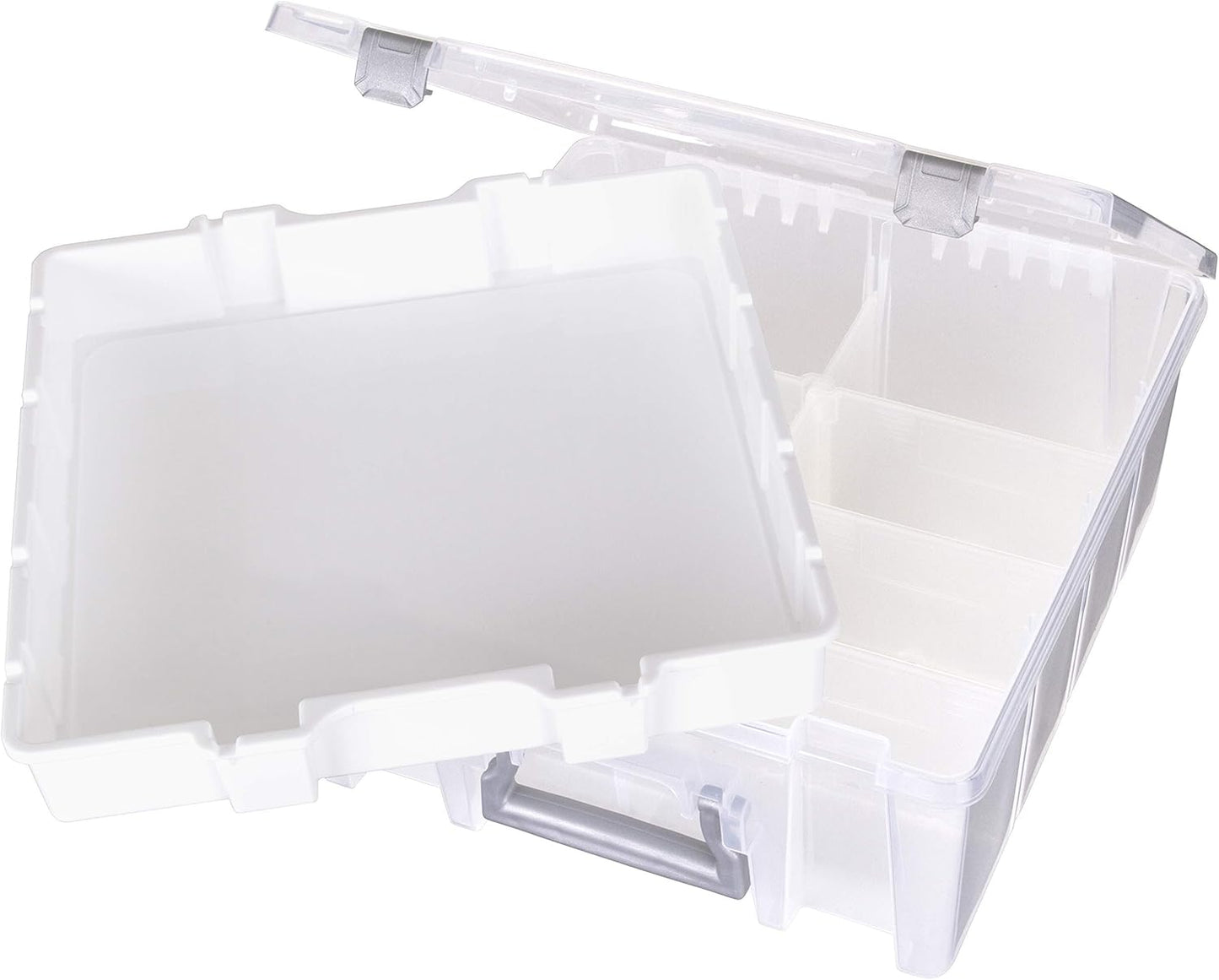 Best Kept Super Satchel Double Deep Compartment Box - Art Storage with 8 Removable Compartments | Smart Closure for Craft Supplies, Home & Office Improvement