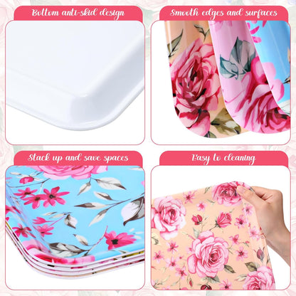4 Pcs Valentine's Day Serving Tray 13 x 10 Inch Heart Reusable Serving Platter Melamine Dessert Plate Dish for Valentine's Day Party Decorations Supplies