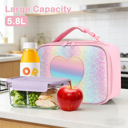 FlowFly Kids Lunch box Insulated Soft Bag Mini Cooler Back to School Thermal Meal Tote Kit for Girls, Boys, Black