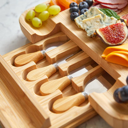 RoyalHouse Bamboo Cheese Board and Charcuterie Boards Set & Serving Tray for Meat, and Wine - Birthday Gifts for Women, Wedding Gift for Couples 2025, Bridal Shower, Housewarming Gift New Home