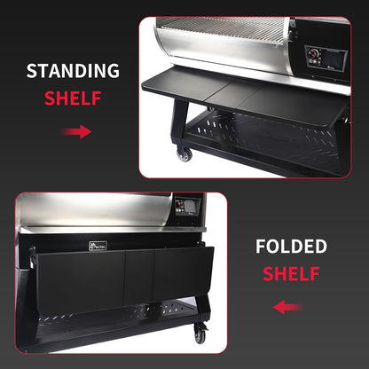 Upgraded Grill Table for Weber Kettle 22"/18"/26", Master Touch 22", Smokey Mountain, Recteq Pellet Grill RT-B380, Prep Station with Cutting Board, Basin, 4 Hooks, Shelf for Weber Kettle Accessories