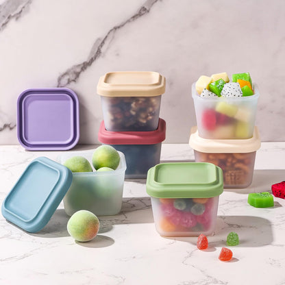 8 Pack 9 oz Silicone Snack Container for Kids, Reusable Silicone Food Storage Containers with Lid, Meal Prep Storage for Fruit, Kids Lunch Box for Travel, Home (Multicolor 8 Pack)