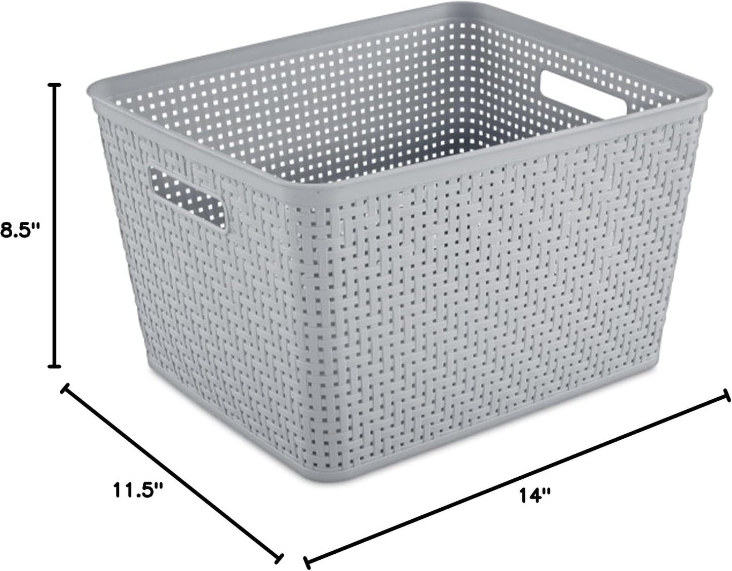 Sterilite 6-Pack Tall Basket, Woven Plastic Storage Baskets for Organization, Cement - Organizing Bin Containers with Handles for Bedroom, Bathroom, Dorm, and Closet