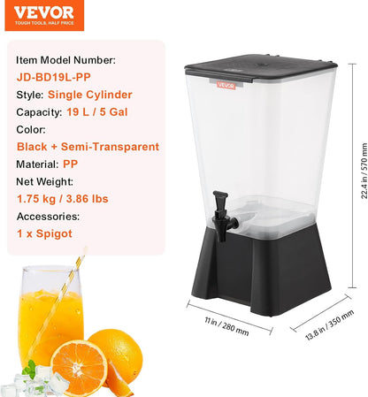 VEVOR Beverage Dispenser, 3 Gallon x 2 Drink Dispensers for Parties, Plastic Juice Dispenser with Stand Spigot Lid, Iced Tea Lemonade Juice Water Dispenser, for Restaurants, Hotels, Parties