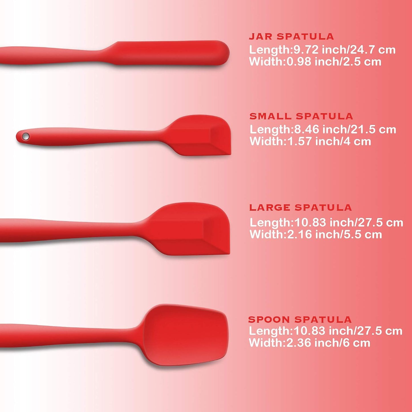 4 Piece Silicone Spatula Set, Flexible Heat Resistant Non-scratch Baking Cooking Rubber Spatulas with Stainless Steel Core, Black