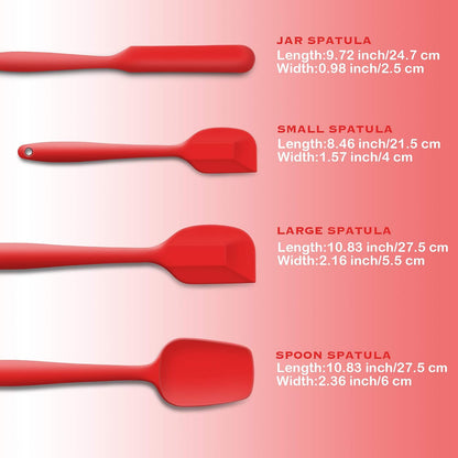 4 Piece Silicone Spatula Set, Flexible Heat Resistant Non-scratch Baking Cooking Rubber Spatulas with Stainless Steel Core, Black