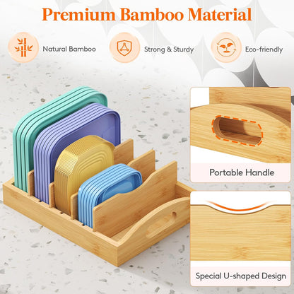 Lifewit Bamboo Lid Organizers for Inside Cabinet with 5 Sections