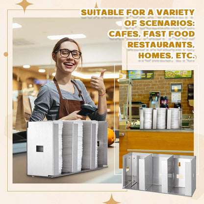 Hicarer 3 Compartments Stainless Steel Cup and Lid Holder, Silver