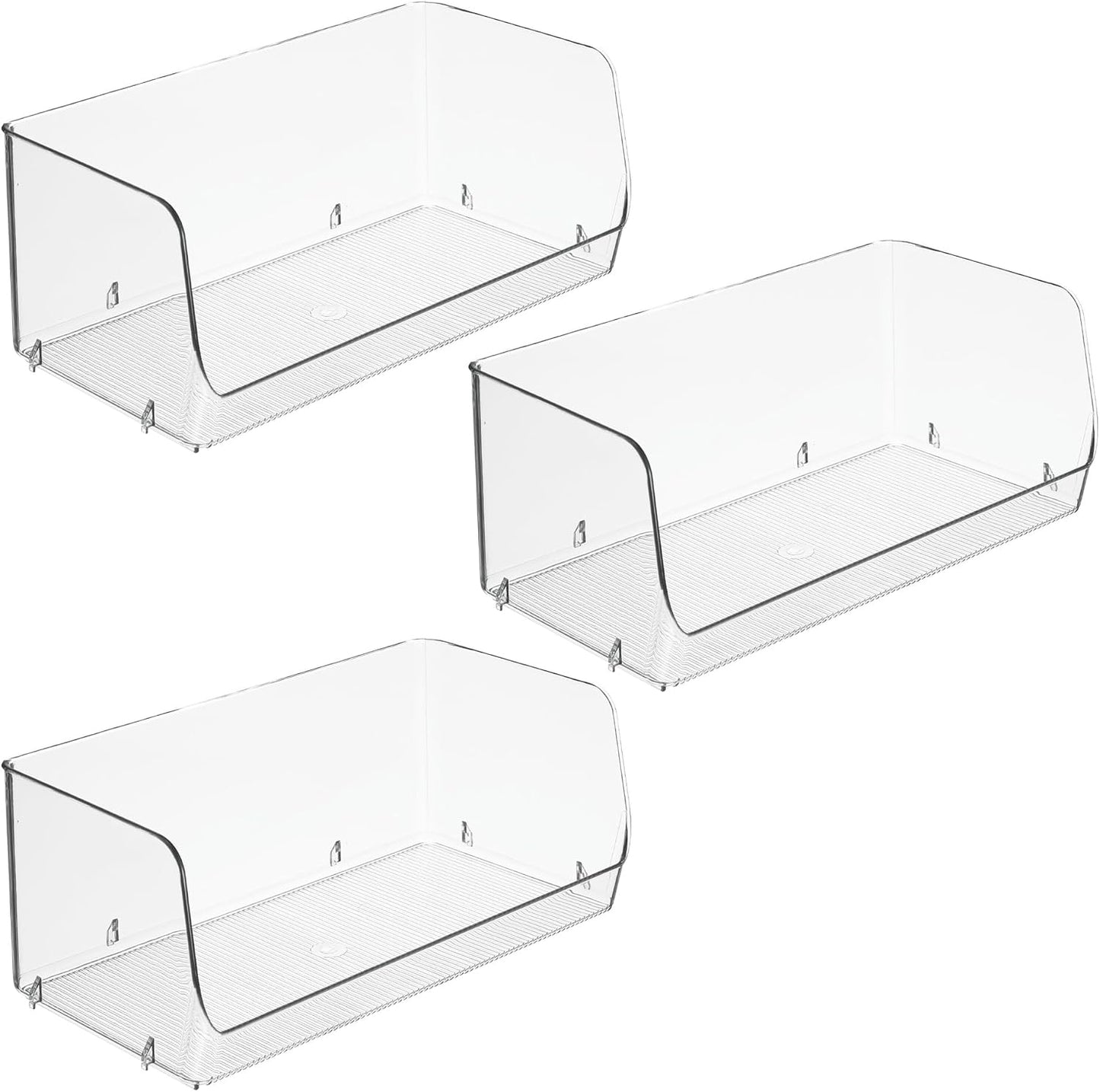 iDesign Stackable Open-Front Storage Bins for Kitchen and Pantry Organization - Set of 6 - Clear