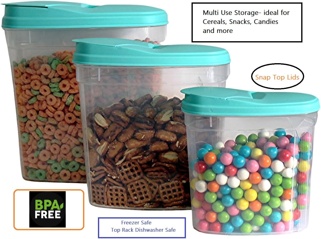 2-Pack Medium Airtight Lock & Pour Food Storage Containers – 5 Cups (60.87 oz) BPA-Free Dispensers for Snacks, Cereal, Candy, Sugar, Dog Treats & Dry Ingredients – Easy Grip & Flip-Top Lid