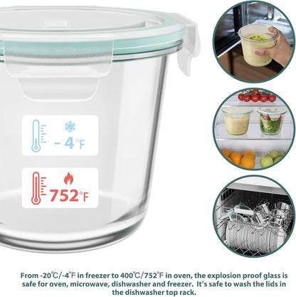 Freshmage 23oz Glass Meal Prep Containers with Lids, Airtight 3-Cup Glass Storage Containers Set, Heat-Resistant BPA-Free for Soup, Leftover, Microwave, Dishwasher, and Freezer Safe (6 Packs)