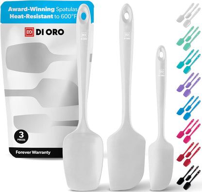 DI ORO Silicone Spatula Set - Rubber Kitchen Spatulas for Baking, Cooking, & Mixing - 600°F Heat-Resistant & BPA Free Silicone Scraper Spatulas for Nonstick Cookware - Dishwasher Safe (3pc, Black)