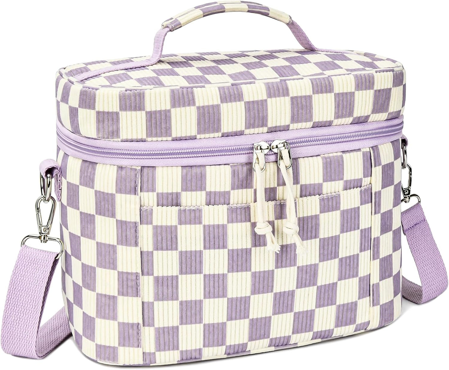 HowFly Lunch Bag Women Lunch Box for Women Cute Corduroy Insulated Lunch Bag Adult Large Cooler Lunch Tote Bags for Work Picnic Beach, Blue