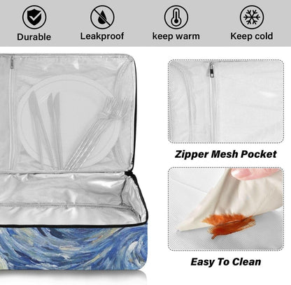 Mandala Casserole Dish Carrier, Portable Leakproof Insulated Casserole Carrier for Hot or Cold Food, Travel, Party, Picnic