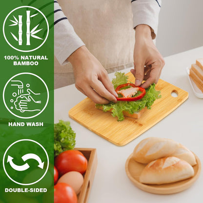 FoldTier 12 Pcs Wood Cutting Boards Bulk 8 x 6 Inch Small Kitchen Charcuterie with Oval Hole Kitchen Serving Chopping Boards for Pizza, Bread, Charcuterie, Fruit, Vegetables(Bamboo)