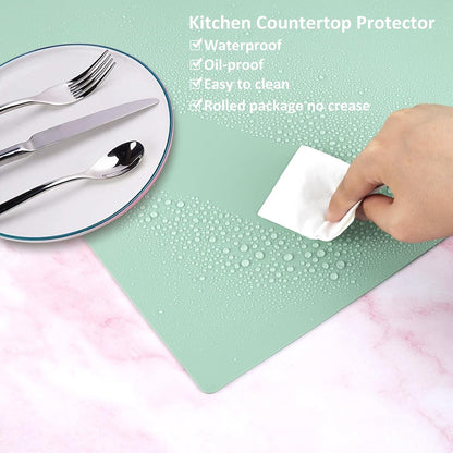 Silicone Mat Heat Resistant Mats for Countertop, Large Silicone Mats for Crafts Kitchen Counter Workbench Table protector, Size 36x24 inches Thick 2mm,Rolled Package,Light Blue