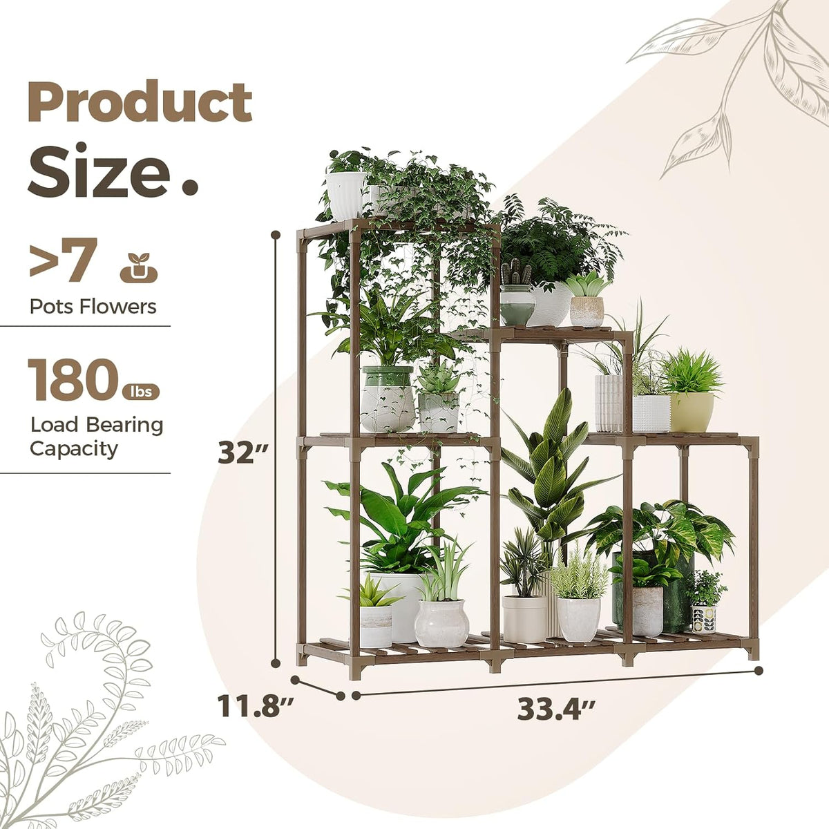Bamworld Plant Stand Indoor Plant Shelf Outdoor Wood Plant Rack