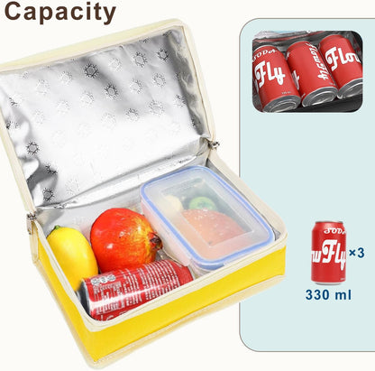FlowFly Small Insulated Lunch box Portable Soft Bag Mini Cooler Thermal Meal Tote Kit with Handle for Work & School, Black