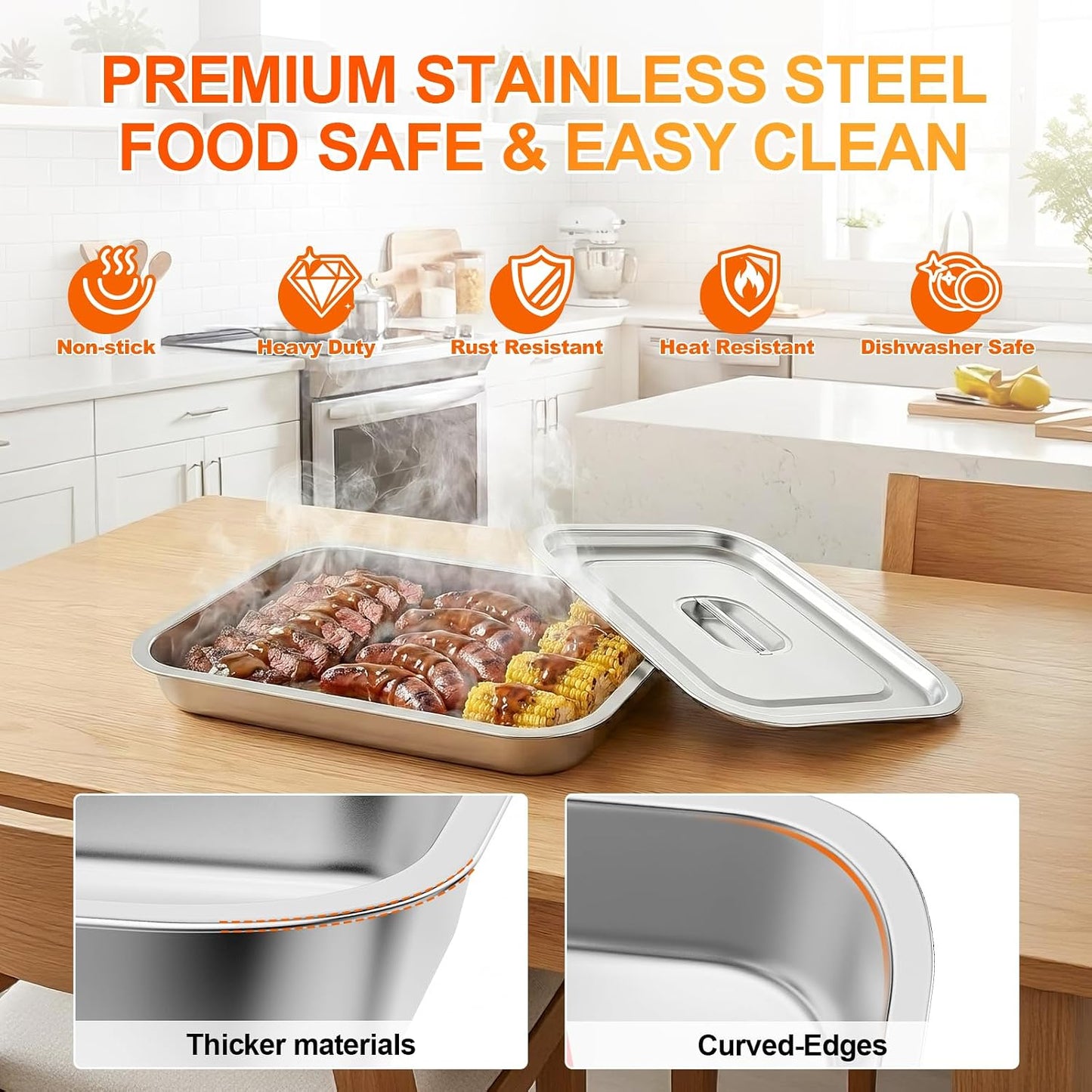 7-Piece Grill Prep and Carry System,Stainless Steel BBQ Marinating Container with Lid,Cutting Board Wire Rack Tongs & Heat Resistant Gloves,Stackable Food Tray Accessories for Outdoor &Camping Cooking