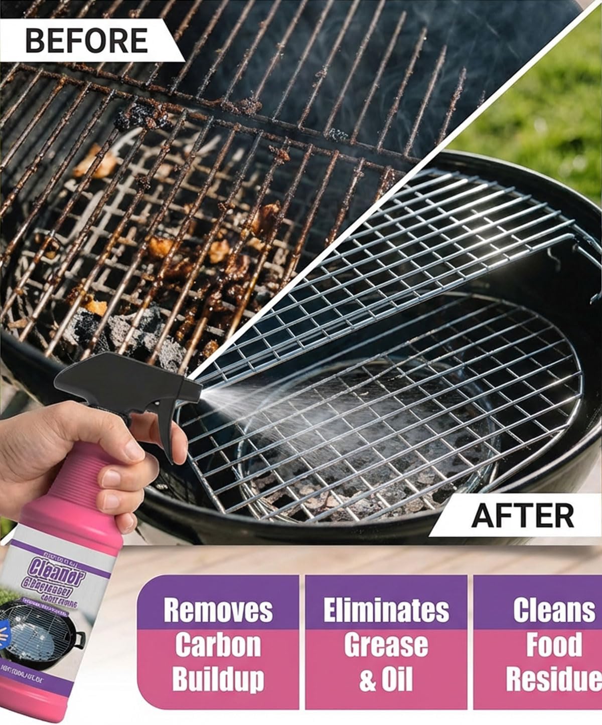 Fast-Acting Heavy-Duty Grill Degreaser Spray, Bbq Grill Cleaner,Grill Cleaner For Outdoor Grills, All Purpose Heavy Duty Cleaner for Burnt Food & Grease