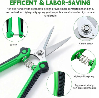 HoMaNa 4 Pack Garden Shears Pruning Set, Stainless Steel Multi-Blade