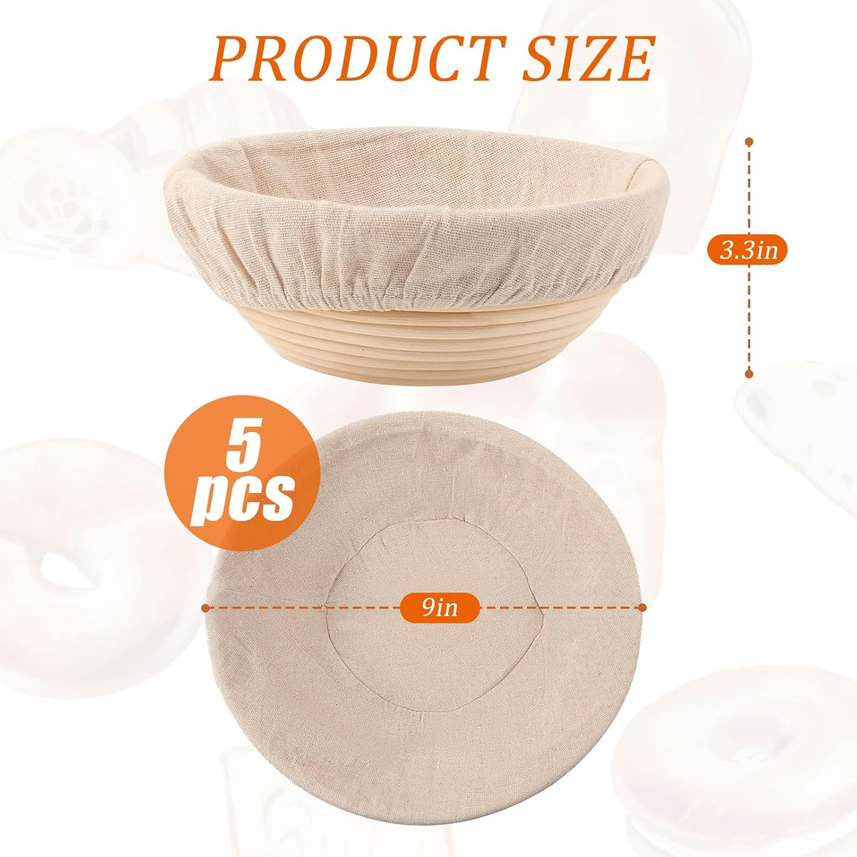 Nalcant 4 Pack Oval Banneton Proofing Basket Set, 10 Inch