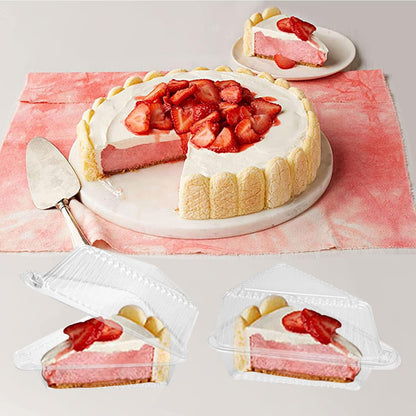 Goiio 300 Pieces Cake Slice Plastic Containers, 4.33 Inches Hinged Lid Cheese Cake Container, for Home, Bakery and Cafe