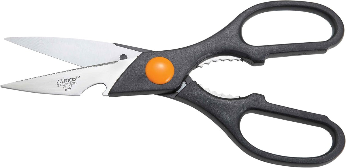 Winco 7 3/4" Black Herb Stainless Steel Shears, Five Blades, and Handle