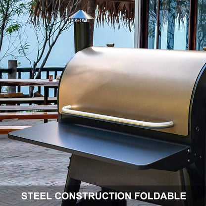Upgraded Grill Table for Weber Kettle 22"/18"/26", Master Touch 22", Smokey Mountain, Recteq Pellet Grill RT-B380, Prep Station with Cutting Board, Basin, 4 Hooks, Shelf for Weber Kettle Accessories