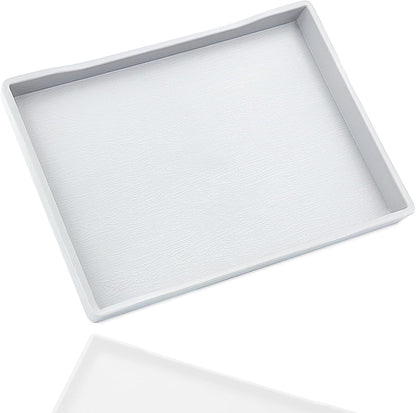 White Serving Tray (13.5 x 9.6 inch) for Serving Accessory, Elegant & Stackable Plastic Tray for Spa, Coffee, Drinks, Tea, Bar, Party, Seasoning, Perfume and Display Use.