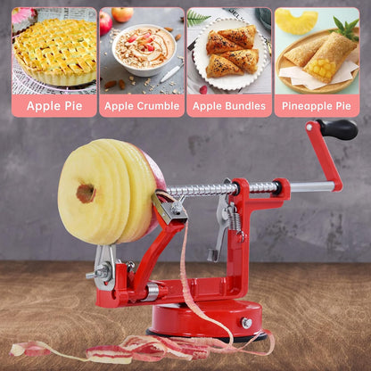 Apple Peeler, Slicer Corer Potato Peelers 3 In 1, Stainless Steel Heavy Duty with Suction Cup Base (Blue)
