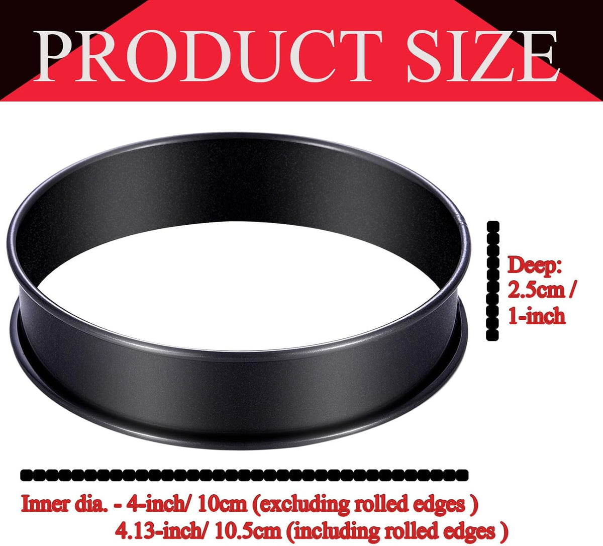DATANYA Crumpet Rings NONSTICK English Muffin Ring 4 Inch - Stainless Steel Double Rolled Tart Rings Round Metal Cookie Pastry Ring Molds for Baking Cooking