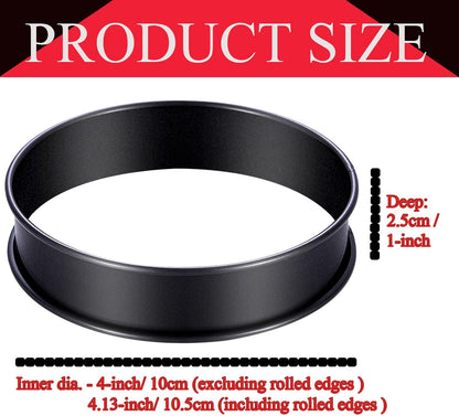 DATANYA Crumpet Rings NONSTICK English Muffin Ring 4 Inch - Stainless Steel Double Rolled Tart Rings Round Metal Cookie Pastry Ring Molds for Baking Cooking
