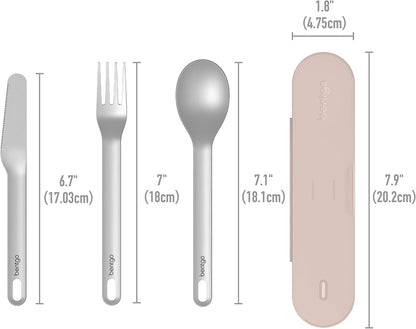 Bentgo Stainless Travel Utensil Set - Reusable 3-Piece Silverware Set with Carrying Case, High-Grade Premium Steel, BPA-Free Case, Eco-Friendly - Ideal for Travel, Camping, and Office Use (Gray)